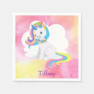 Serviette En Papier Unicorne blanche jolie arrière - plan d'aquarelle 