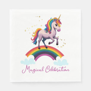 Serviette En Papier Unicorne colorée magique Arc-en-ciel Anniversaire