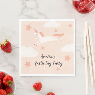 Serviette En Papier Unicorne et étoiles Anniversaire