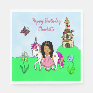 Serviette En Papier Unicorne et fée fête d'anniversaire personnalisée