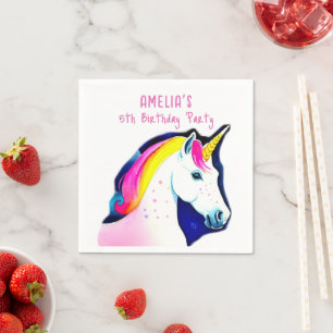 Serviette En Papier Unicorne magique avec étoiles Fille Anniversaire
