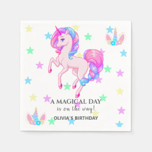 Serviette En Papier Unicorne modifiable Anniversaire Papier de fête Na