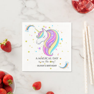 Serviette En Papier Unicorne modifiable fête d'anniversaire