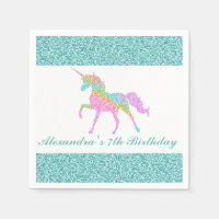 Unicorne personnalisée Anniversaire Napkin