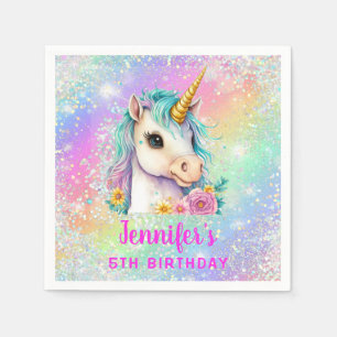 Serviette En Papier Unicorne Rainbow Sparkle Anniversaire papier