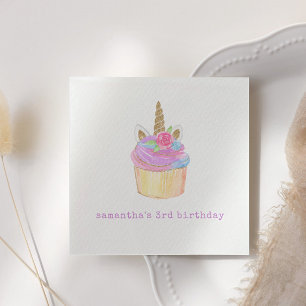 Serviette En Papier Unicorne rose violet Pastel Cupcake fête d'anniver
