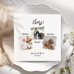 Serviette En Papier Unique 3 photos Cheers Pet Cat Chien Mariage