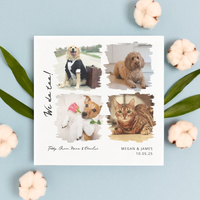 Serviette En Papier Unique 4 Photos Nous Faisons Trop Pet Chats Chiens (Créateur téléchargé)