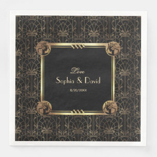 Serviette En Papier Unique Gold Black Great Gatsby Art Déco Mariage