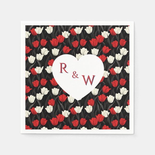 Serviette En Papier Unique Tulip Flower Happily Ever After Wedding  (Devant)