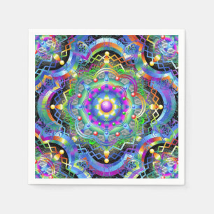 Serviette En Papier Univers Mandala Couleurs Psychédéliques