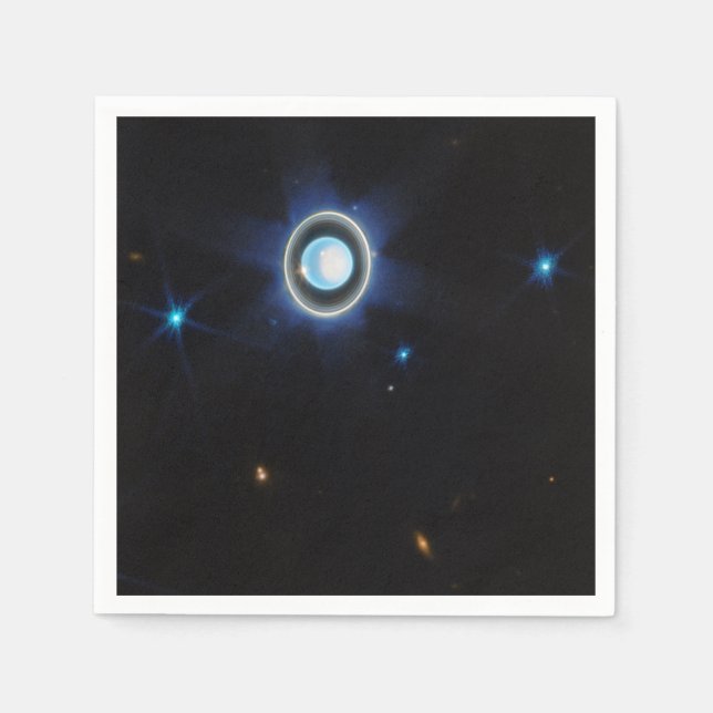 Serviette En Papier Uranus planétaire avec anneaux et lunes Image JWST (Devant)