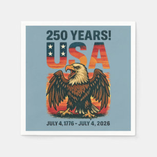 Serviette En Papier USA 250 Years - Patriotic Bald Eagle 4 juillet 202