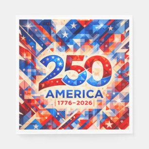 Serviette En Papier USA 250e anniversaire 1776-2026 Mosaïque abstraite