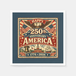 Serviette En Papier USA Amérique 250e anniversaire Vintage patriotique