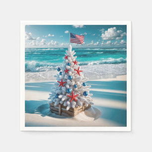 Serviette En Papier USA Flag Christmas Tree
