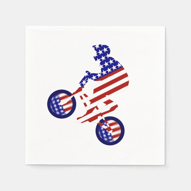 Serviette En Papier USA Patriotic Biking BMX (Devant)