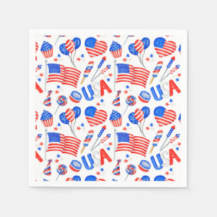 Serviette En Papier USA Patriotique Drapeau Papier Napkin