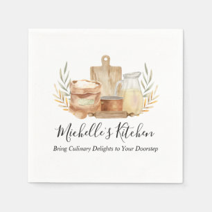 Serviette En Papier Ustensiles de cuisine Nourriture Aquarelle Maison 