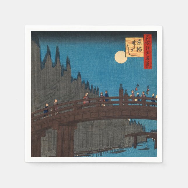 Serviette En Papier Utagawa Hiroshige - Kyoto Bridge by Moonlight (Devant)