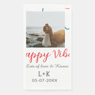 Serviette En Papier Vacances ambiance heureuse nom du couple date mari