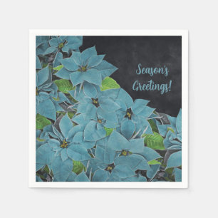 Serviette En Papier Vacances Blue Poinsettia non traditionnelles