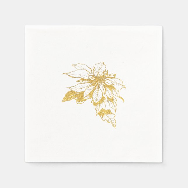 Serviette En Papier Vacances botaniques d'or Poinsettia (Devant)