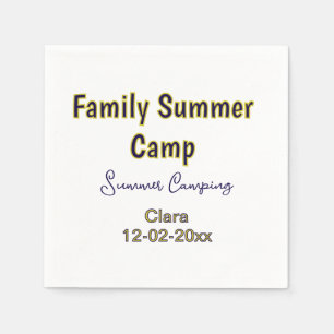 Serviette En Papier Vacances de camping en famille ajoutez nom dateÉté