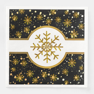Serviette En Papier Vacances de Noël de flocons de neige d'or de