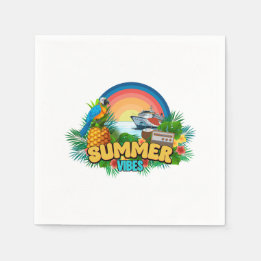 Serviette En Papier Vacances d'été ambiance plage