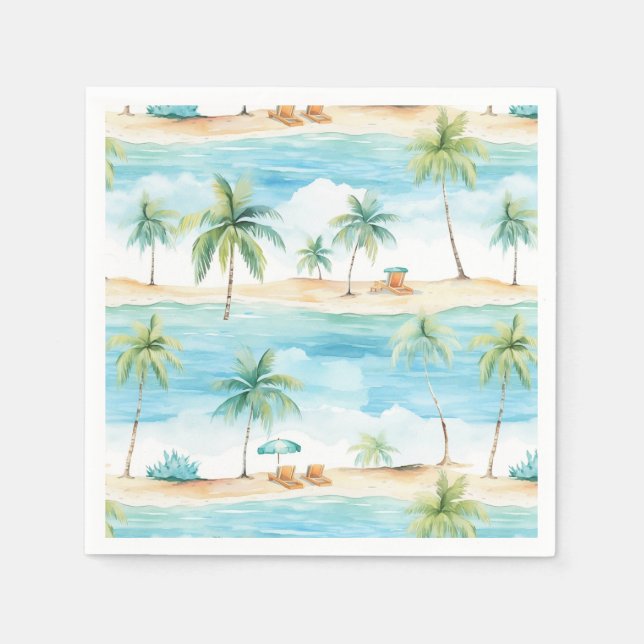Serviette En Papier Vacances d'été Plage Palm Trees - (Devant)