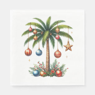 SERVIETTE EN PAPIER VACANCES HAWAIENNES ALOHA THÈME DE NOËL