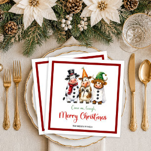 Serviette En Papier Vacances modernes fantaisie vache Noël apaisant lu