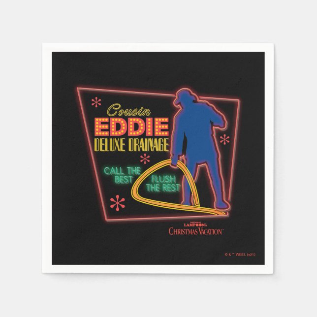 Serviette En Papier Vacances Noël | Symbole Cousin Eddie Neon (Devant)