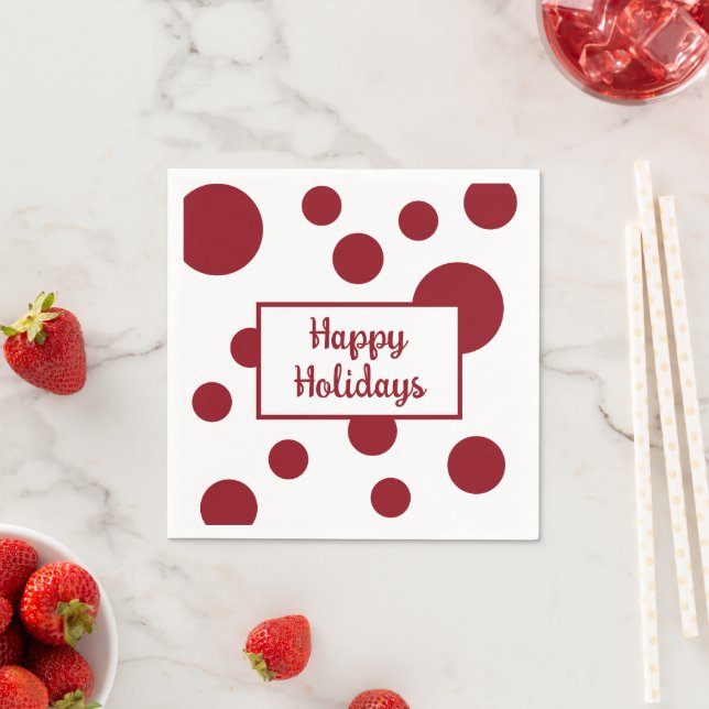 Serviette En Papier Vacances simples Polka Rouge et Blanc (En situation)