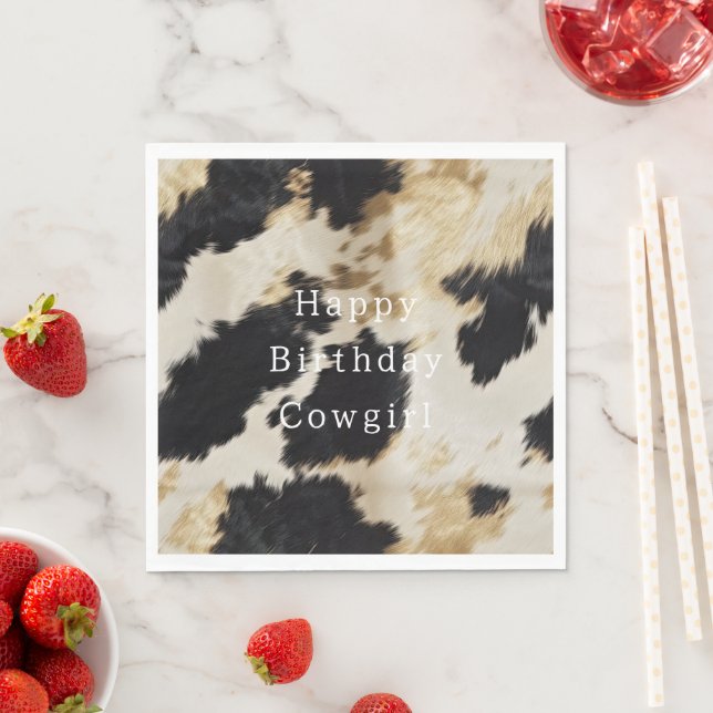 Serviette En Papier Vache blanche noire (En situation)