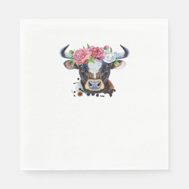 Serviette En Papier Vache couronnée de fleurs T-shirt classique (Devant)