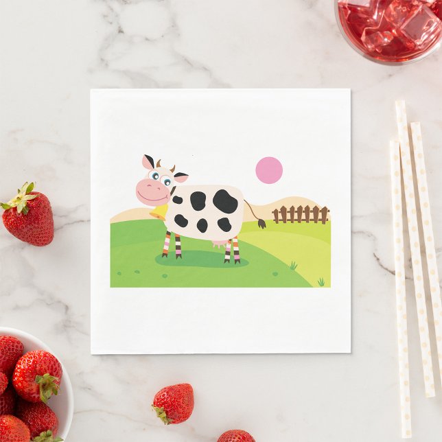 Serviette En Papier Vache Dans Un Papier Sur Le Terrain (Créateur téléchargé)