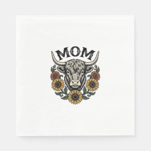 Serviette En Papier Vache des Highlands Maman Tournesol Vintage Design
