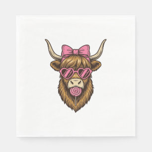Serviette En Papier Vache des Highlands mignonne avec des lunettes à m