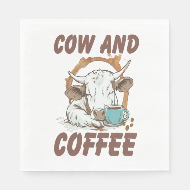 Serviette En Papier Vache et café, Fille occidentale drôle (Devant)