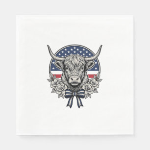 Serviette En Papier Vache Highland Patriotique Gravure Vintage Art_1