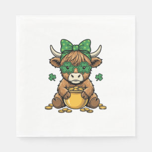 Serviette En Papier Vache Highland St Patrick Pot d'or Art Vintage_1