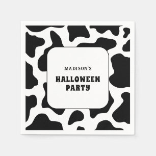 Serviette En Papier Vache Imprimer noir et blanc Halloween Party
