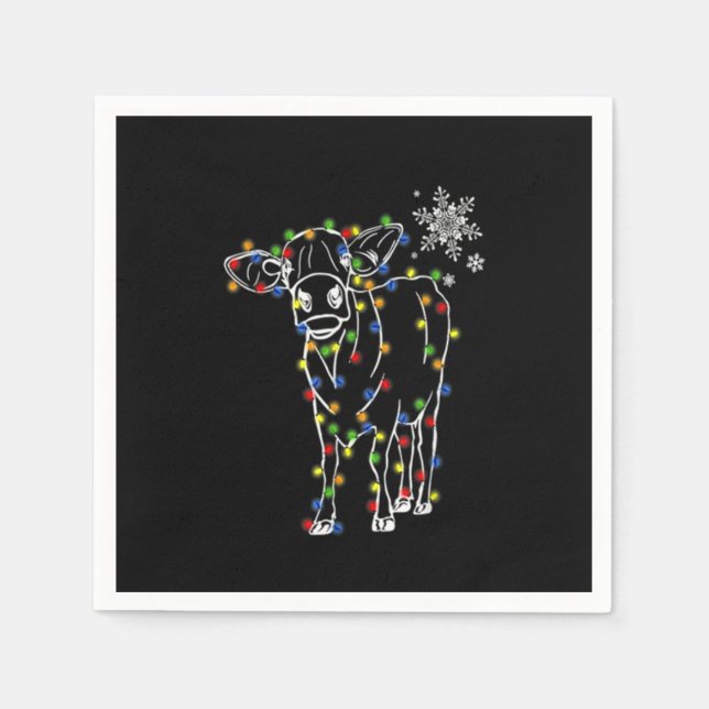 Serviette En Papier Vache Noël Arbre clair Vache Xs Adulte neige (Devant)