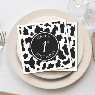 Serviette En Papier Vache noire et blanche Imprimer Cowboy Premier ann