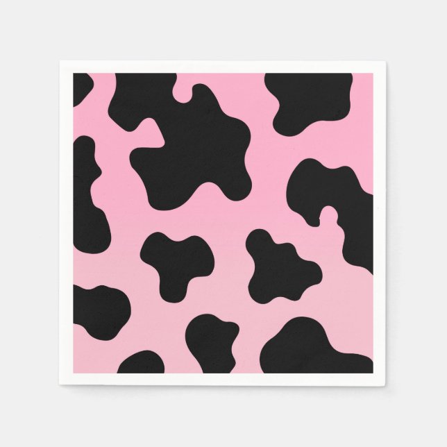 Serviette En Papier Vache rose et noire Imprimer Western Cowgirl Party (Devant)