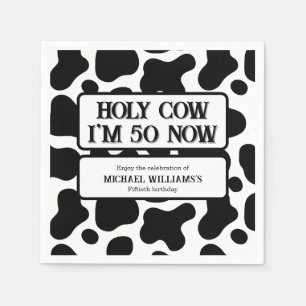 Serviette En Papier Vache Sacrée Anniversaire 50 Ans Noir Blanc