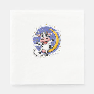 Serviette En Papier Vache saute au-dessus de la lune _1