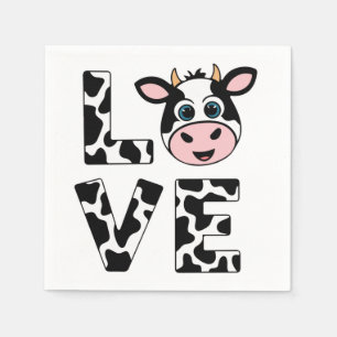 Serviette En Papier Vaches mignonnes J'aime